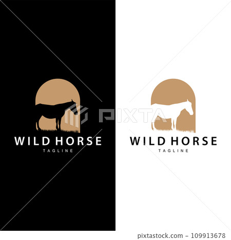 Wild Horse Logo Farm Design Silhouette Simple Vector Illustration Template Wild Horse Logo Farm Design Silhouette Simple Vector Illustration Template 109913678
