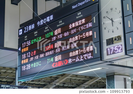 [Transportation image] Shinkansen departure information (Tokyo Station) 109913793