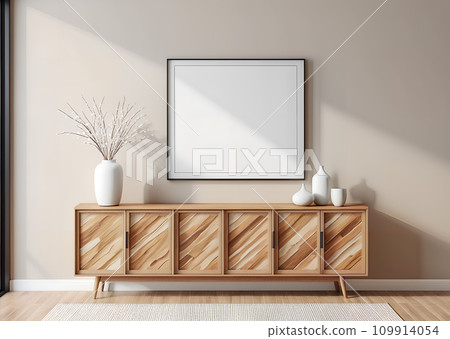 Wooden cabinet interior AI generated image 109914054