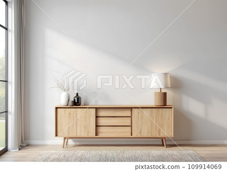 Wooden cabinet interior AI generated image 109914069