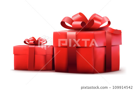 happy valentines day celebration greeting card wrapped gift boxes isolated on white background horizontal 109914542