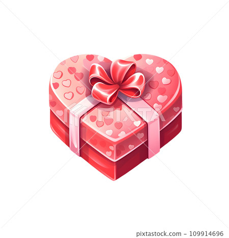 Watercolor Isometric Gift Box. Colored Gift Box with Ribbon isolated PNG 109914696