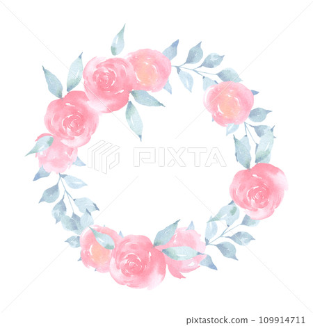 flower wreath and bouquet watercolor clipart flower wreath and bouquet watercolor clipart 109914711