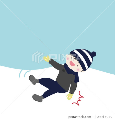 一個人在雪地裡滑倒，屁股卡住了 109914949