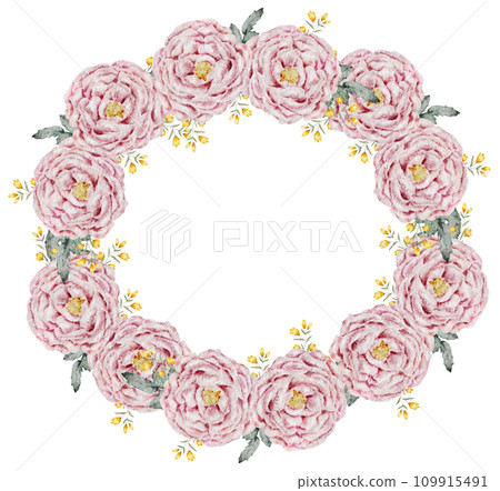 flower wreath watercolor hand paint flower wreath watercolor hand paint 109915491