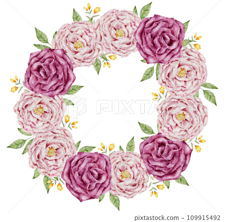 flower wreath watercolor hand paint 109915492