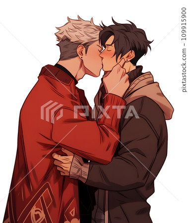 male couple kissing 109915900