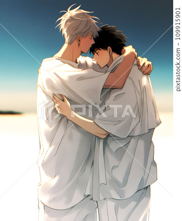 male couple hugging each other male couple hugging each other 109915901