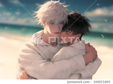男性情侶互相擁抱 109915905