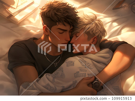 male couple hugging each other 109915913