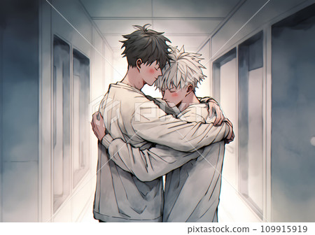 男性情侶互相擁抱 109915919