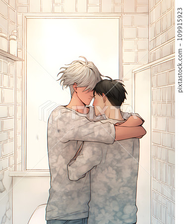 male couple hugging each other male couple hugging each other 109915923