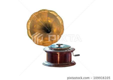 vintage gramophone isolated on white background 109916105