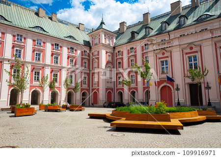 Fara Collegiate Church. yard of the parish baroque church, Former jesuit college. Poznan. Poland 109916971