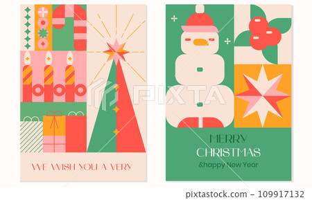 Christmas modern design,holiday gifts,winter elements,candles,Christmas tree,sock,snowman,Xmas decorations.geometric Christmas modern design,holiday gifts,winter elements,candles,Christmas tree,sock,snowman,Xmas decorations.geometric 109917132