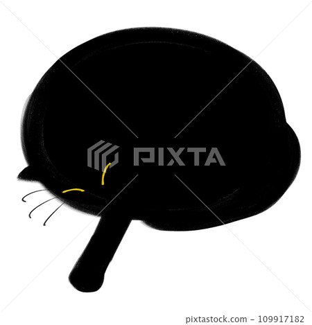 black cat sleeping curled up 109917182