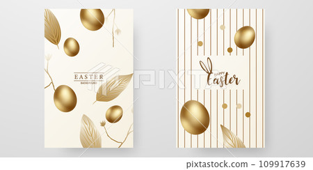 Happy Easter Background Golden Egg Decoration greeting card vector illustration Happy Easter Background Golden Egg Decoration greeting card vector illustration 109917639