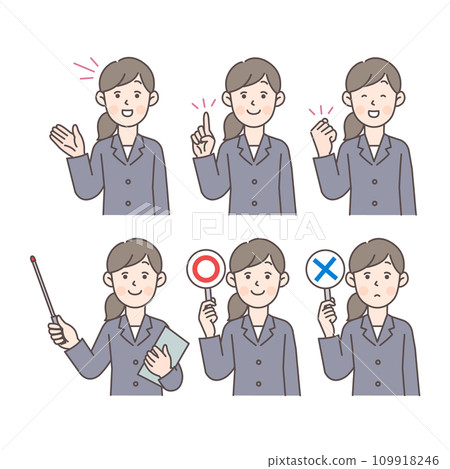 Suit female upper body pose set 02 109918246