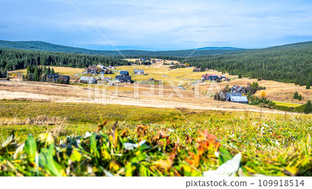 Jizerka village on sunny autumn day. Jizera Mountains, Czechia 109918514