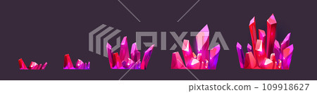 Clusters of pink shining gemstone crystals Clusters of pink shining gemstone crystals 109918627