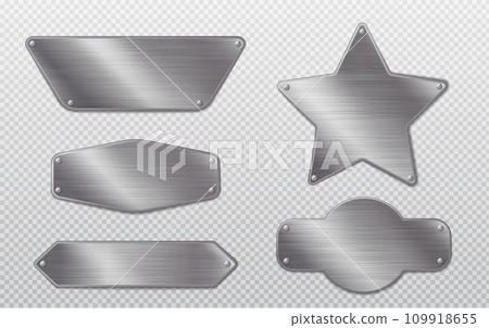 Steel metal tag plate with borders and rivets. 109918655
