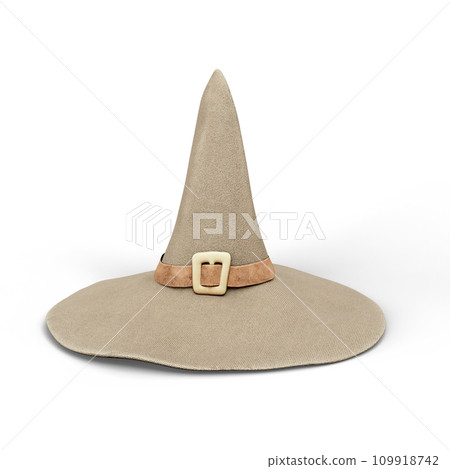 Witch Wizard Magic Hat Isolated on White Background. 3D Illustration. File with Clipping Path. 109918742