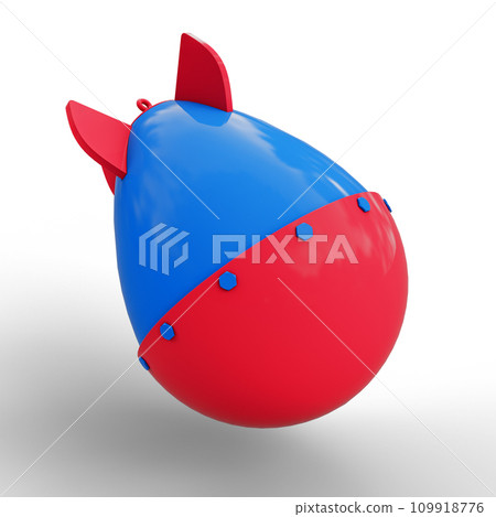 Atomic Nuclear Bomb on White Background. One of the Nuclear War Symbol. 3D Illustration. File with Clipping Path. Atomic Nuclear Bomb on White Background. One of the Nuclear War Symbol. 3D Illustration. File with Clipping Path. 109918776