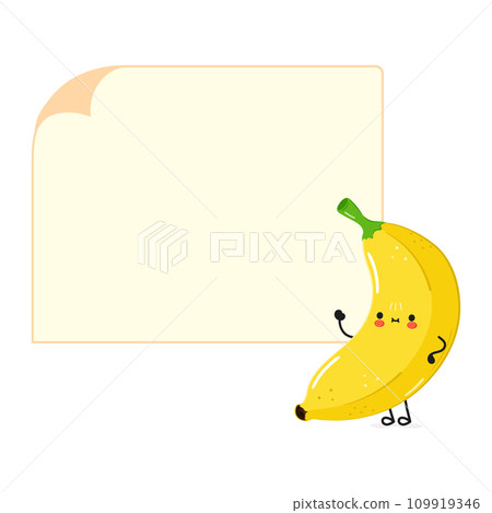 Cute funny Banana poster character. Vector hand drawn cartoon kawaii character illustration. Isolated white background. Banana poster Cute funny Banana poster character. Vector hand drawn cartoon kawaii character illustration. Isolated white background. Banana poster 109919346