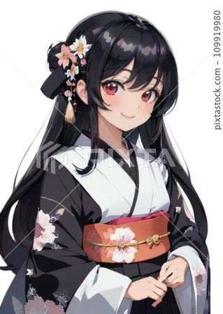 Illustration of a girl in a kimono 109919980