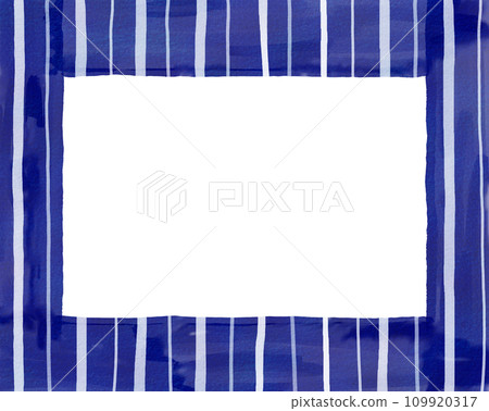 Watercolor touch striped background material [Horizontal, navy, texture] 109920317