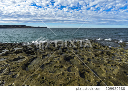 Coastal landscape with cliffs in Peninsula Valdes, World Heritage Site, Patagonia Argentina Coastal landscape with cliffs in Peninsula Valdes, World Heritage Site, Patagonia Argentina 109920688