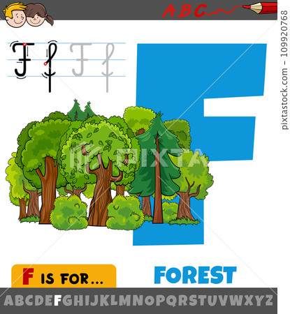 letter F from alphabet with forest cartoon illustration letter F from alphabet with forest cartoon illustration 109920768