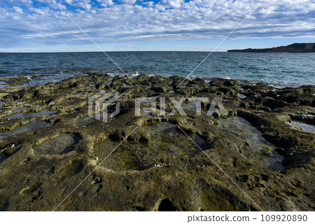 Coastal landscape with cliffs in Peninsula Valdes, World Heritage Site, Patagonia Argentina Coastal landscape with cliffs in Peninsula Valdes, World Heritage Site, Patagonia Argentina 109920890