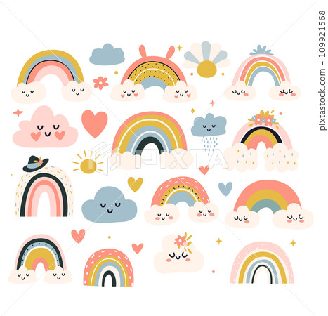 rainbow set. Vector illustration in scandinavian style. rainbow set. Vector illustration in scandinavian style. 109921568