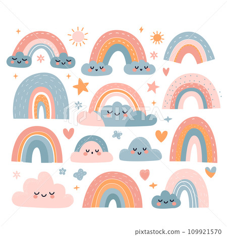 rainbow set. Vector illustration in scandinavian style. rainbow set. Vector illustration in scandinavian style. 109921570