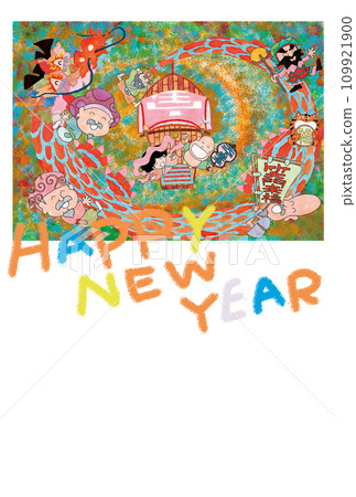 龍與七福神的新年賀卡 109921900