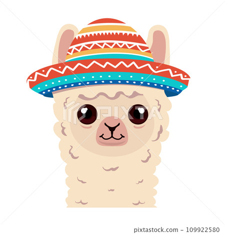 lama alpaca head with hat 109922580