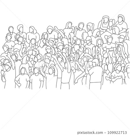 group of crowded people cheering on stadium illustration vector hand drawn isolated on white background group of crowded people cheering on stadium illustration vector hand drawn isolated on white background 109922713
