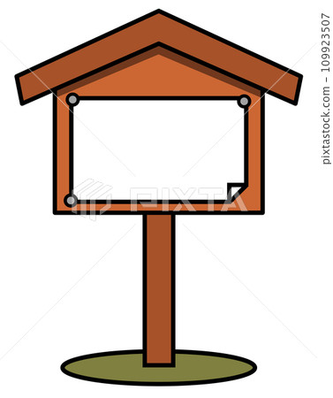 Illustration of a wooden sign board for filling in and disseminating cautions and notices 109923507