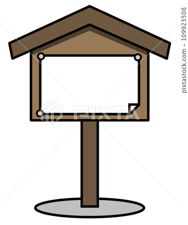 用於填寫和傳播警告和通知的木製標誌插圖 用於填寫和傳播警告和通知的木製標誌插圖 109923508