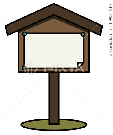 用於填寫和傳播警告和通知的木製標誌插圖 109923510