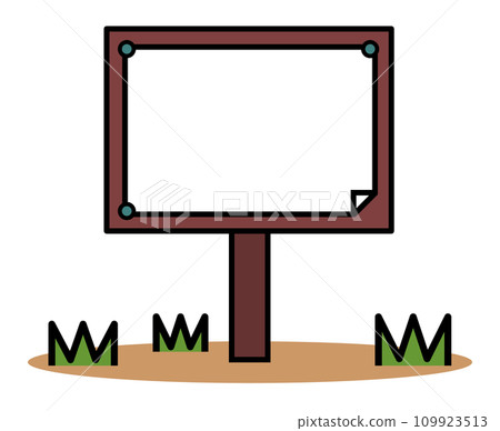 用於填寫和傳播警告和通知的木製標誌插圖 109923513