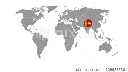 Pin map with Sri Lanka flag on world map. Vector illustration. 109923538