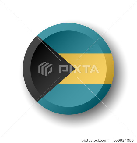 Bahamas flag - 3D circle button with dropped shadow. Vector icon. 109924896