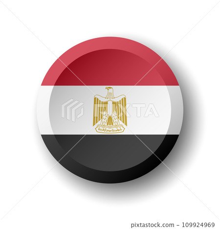 Egypt flag - 3D circle button with dropped shadow. Vector icon. 109924969