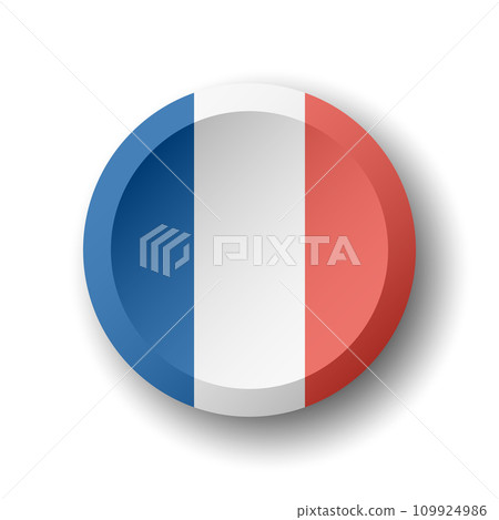 France flag - 3D circle button with dropped shadow. Vector icon. France flag - 3D circle button with dropped shadow. Vector icon. 109924986
