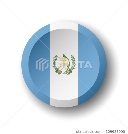 Guatemala flag - 3D circle button with dropped shadow. Vector icon. 109925000