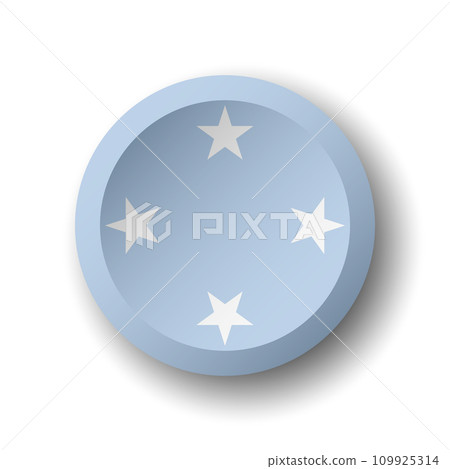 Federated States of Micronesia flag - 3D circle button with dropped shadow. Vector icon. Federated States of Micronesia flag - 3D circle button with dropped shadow. Vector icon. 109925314