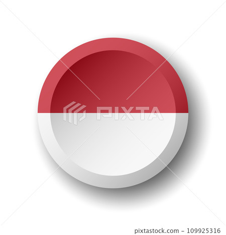 Monaco flag - 3D circle button with dropped shadow. Vector icon. Monaco flag - 3D circle button with dropped shadow. Vector icon. 109925316