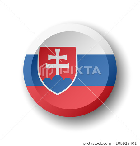 Slovakia flag - 3D circle button with dropped shadow. Vector icon. 109925401